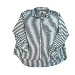 Universal Thread Green White Striped Button Down Shirt XL Cotton Collared